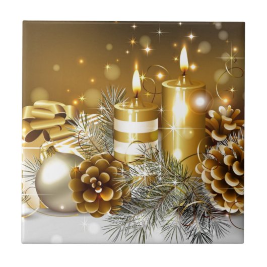 Gouden kerst tegeltje (Voorkant)