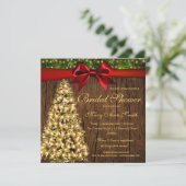 Gouden Kerst Vrijgezellenfeest Tree Lights Ribbon Kaart (Staand voorkant)