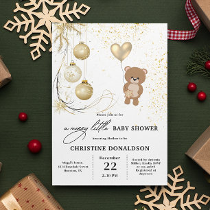 Gouden Kerst Winter Baby shower Kaart