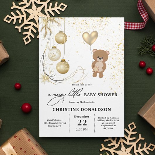 Gouden Kerst Winter Baby shower Kaart