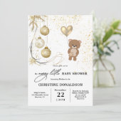 Gouden Kerst Winter Baby shower Kaart (Staand voorkant)