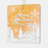 Gouden Kerst Witte Sneeuw Huis Nieuwjaar Keramisch Ornament (Links)