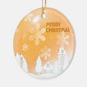 Gouden Kerst Witte Sneeuwhuis Gelukkig Nieuwjaar Keramisch Ornament (Links)