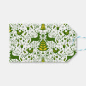 Gouden Kerst Woodland Herten Vogels in Bloei Cadeaulabel (Voorkant (Horizontaal))