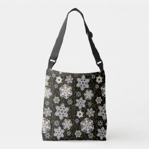 Gouden Kerst Woodland Herten Vogels in Bloei Crossbody Tas