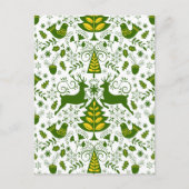 Gouden Kerst Woodland Herten Vogels in Bloei Feestdagenkaart (Voorkant)