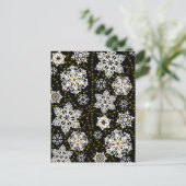 Gouden Kerst Woodland Herten Vogels in Bloei Feestdagenkaart (Staand voorkant)