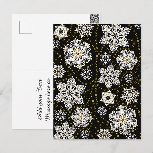 Gouden Kerst Woodland Herten Vogels in Bloei Feestdagenkaart (Voorkant / Achterkant)