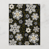 Gouden Kerst Woodland Herten Vogels in Bloei Feestdagenkaart (Voorkant)