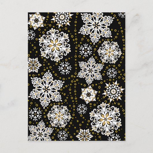 Gouden Kerst Woodland Herten Vogels in Bloei Feestdagenkaart (Voorkant)