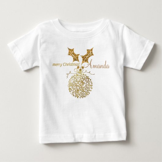 Gouden Kerstbal en Hulst Kerstornament (Voorkant)