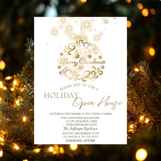Gouden Kerstbal Glans Kerst Open Huis Kaart