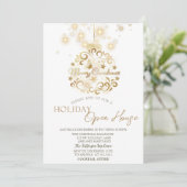Gouden Kerstbal Glans Kerst Open Huis Kaart (Staand voorkant)