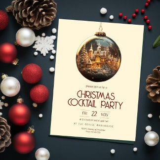Gouden Kerstbal Kantoorfeest Uitnodiging