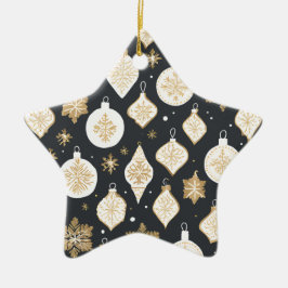 Gouden Kerstbal Ontwerp Zwarte achtergrond Keramisch Ornament