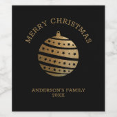 Gouden Kerstbal Wijn Etiket (Enkel label)
