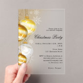 Gouden kerstballen bedrijf Frosted Christmas Party Acryl Uitnodigingen (Insitu (Draagbaar))