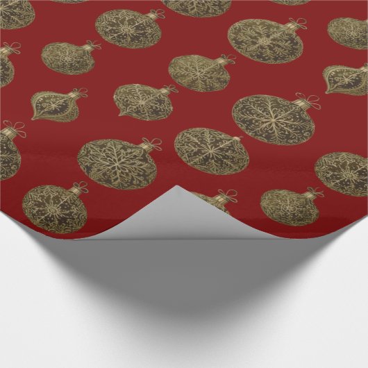 Gouden kerstballen cadeaupapier (Hoek)