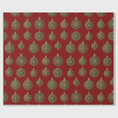 Gouden kerstballen cadeaupapier (Vlak)