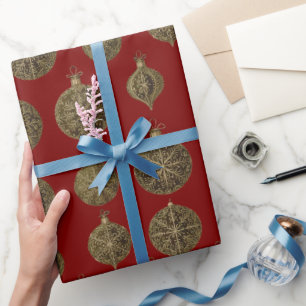 Gouden kerstballen cadeaupapier