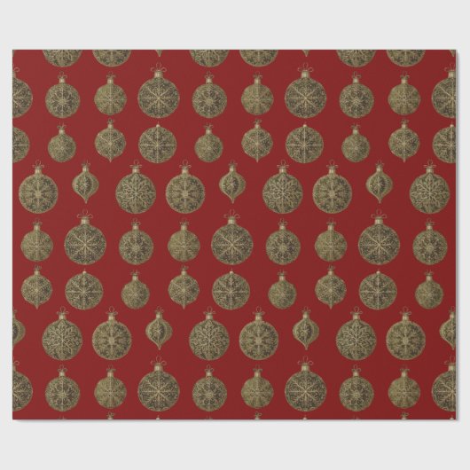 Gouden kerstballen cadeaupapier (Vlak)