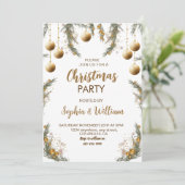 Gouden Kerstballen Feestelijk Feest Kaart (Staand voorkant)