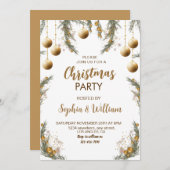 Gouden Kerstballen Feestelijk Feest Kaart (Voorkant / Achterkant)