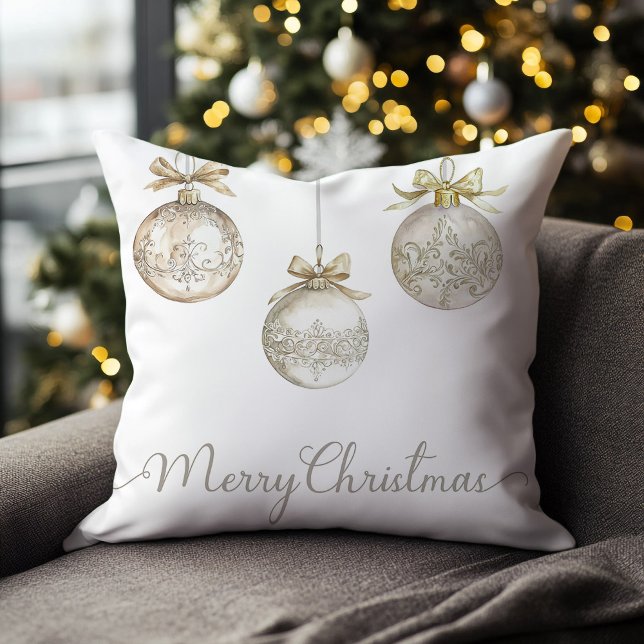 Gouden Kerstballen Festief Kussen (Gold baubles Christmas holiday throw pillow
)