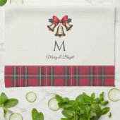 Gouden kerstballen Gepersonaliseerd Monogram Kerst Theedoek (Gevouwen)