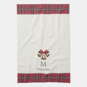 Gouden kerstballen Gepersonaliseerd Monogram Kerst Theedoek (Verticaal)