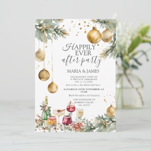 Gouden kerstballen Kerstmis Happily Ever After Fee Kaart (Staand voorkant)