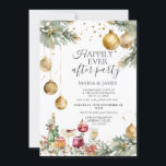 Gouden kerstballen, nog lang en gelukkig na het fe kaart<br><div class="desc">EDITABLE Gold Baubles Christmas Gelukkig Ever After Party Invitation Elegante Cocktail Wine Champagne Drinken After Party Nodig Wedding Elopement Party Invitation</div>