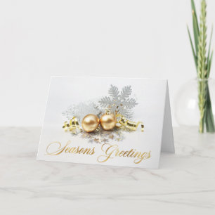 Gouden Kerstballen Ornament Bedrijfs Groet Feestdagen Kaart