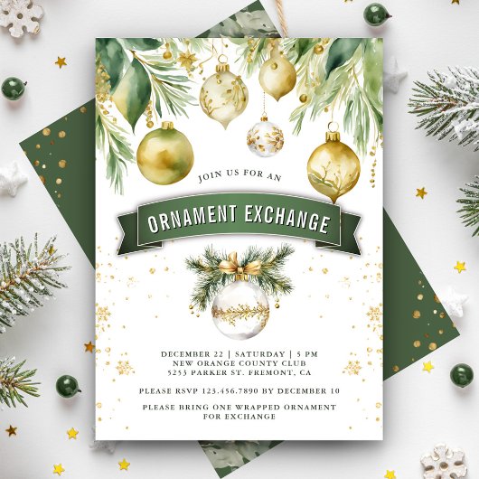 Gouden kerstballen ornamentenruil Kerstfeest Kaart