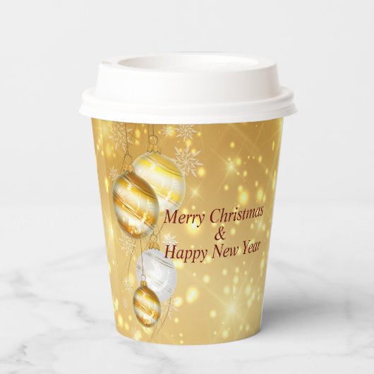 Gouden Kerstballen Papieren beker (Achterkant)