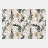 Gouden kerstballen Roze bomen Inpakpapier Vel (Voorkant 2)