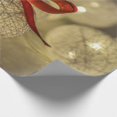 Gouden Kerstballen,Slingerlichtjes,Rode Strik Vaka Cadeaupapier (Hoek)