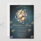 Gouden kerstballen, sneeuwvlokken bedrijf kaart (Voorkant)