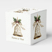 Gouden kerstbel Glanzende sterren Groene bladeren Bedankdoosjes (Voorkant Zijde)