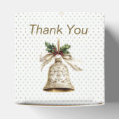 Gouden kerstbel Glanzende sterren Groene bladeren Bedankdoosjes (Bovenkant)