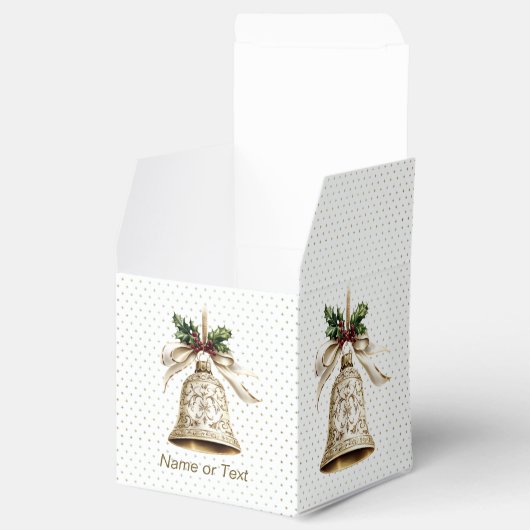 Gouden kerstbel Glanzende sterren Groene bladeren Bedankdoosjes (Geopend)