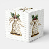 Gouden kerstbel Glanzende sterren Groene bladeren Bedankdoosjes (Achterkant)