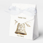 Gouden kerstbel Glanzende sterren Groene bladeren Bedankdoosjes (Voorkant Zijde)