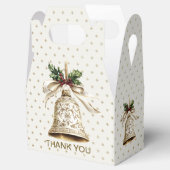 Gouden kerstbel Glanzende sterren Groene bladeren Bedankdoosjes (Geopend)