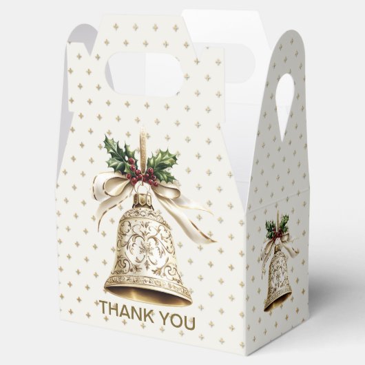 Gouden kerstbel Glanzende sterren Groene bladeren Bedankdoosjes (Geopend)