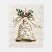 Gouden kerstbel Glanzende sterren Groene bladeren Fleece Deken (Voorkant)