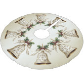 Gouden kerstbel Glanzende sterren Groene bladeren Kerstboom Rok (Gekanteld)