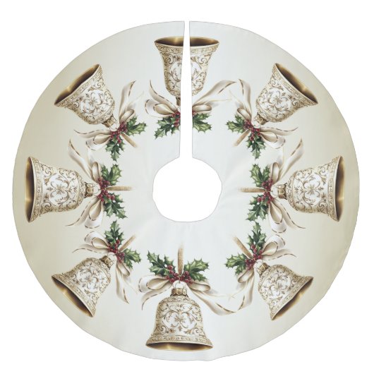 Gouden kerstbel Glanzende sterren Groene bladeren Kerstboom Rok (Voorkant)