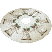 Gouden kerstbel Glanzende sterren Groene bladeren Kerstboom Rok (Gekanteld)