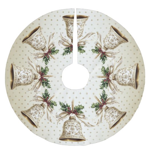 Gouden kerstbel Glanzende sterren Groene bladeren Kerstboom Rok (Voorkant)